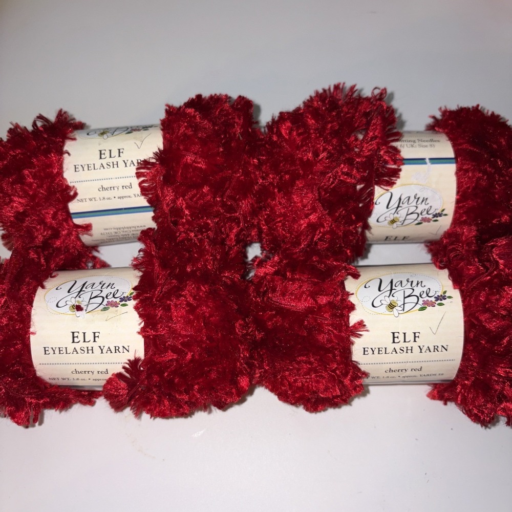 4 Yarn Bee Elf Eyelash Yarn 1.8oz 59 Yards Cherry Red 4 Medium 1 Skein